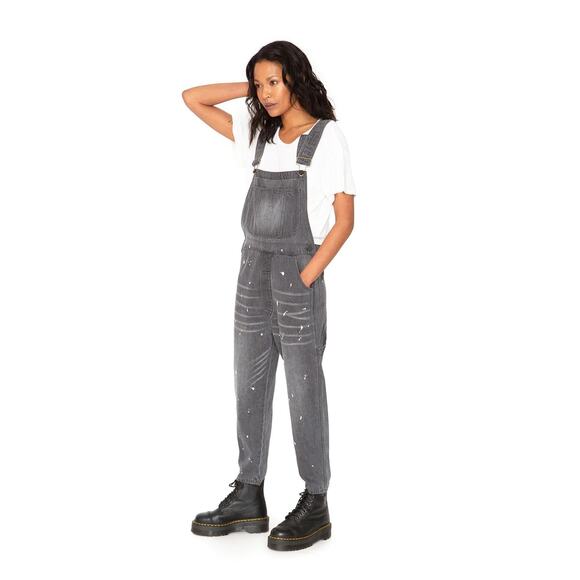 Sandrine Rose Polka Grey Distressed Overalls - S - Picture 2 of 9